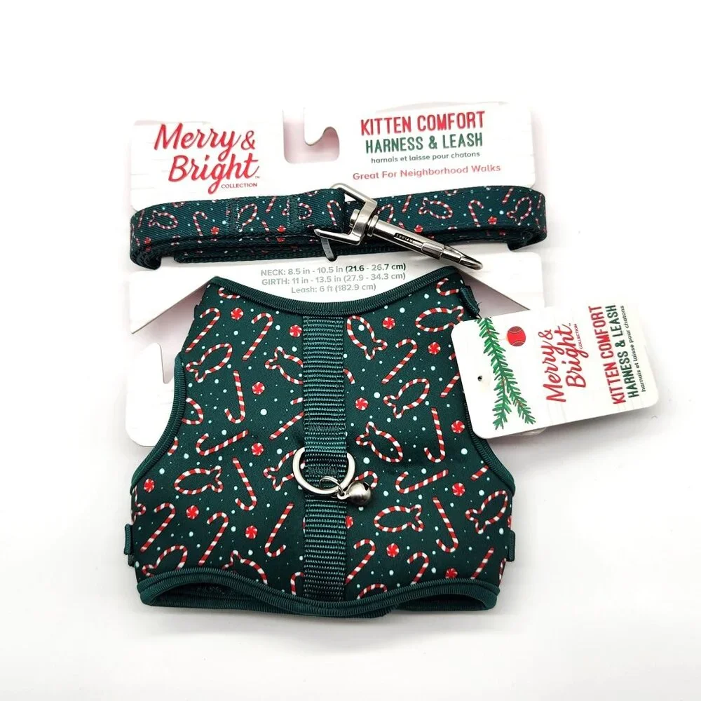 Merry & Bright Holiday Kitten Comfort Harness & Leash